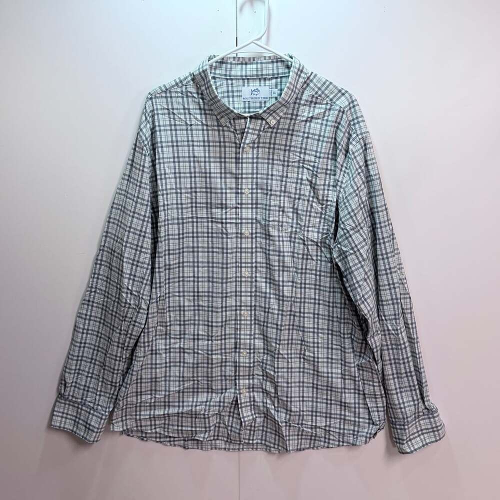 Southern Tide Button Down Shirt Size XXL Blue Plaid